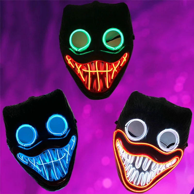 

New Full Face Play Time Game Mask Horror LED Neon Light Decor Mask Glowing For Halloween