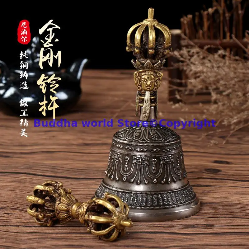 Wholesale Buddhism supply Tibet Nepal Temple Auspicious Buddha dharma tool JING GANG CHUO Vajra bell Vajra