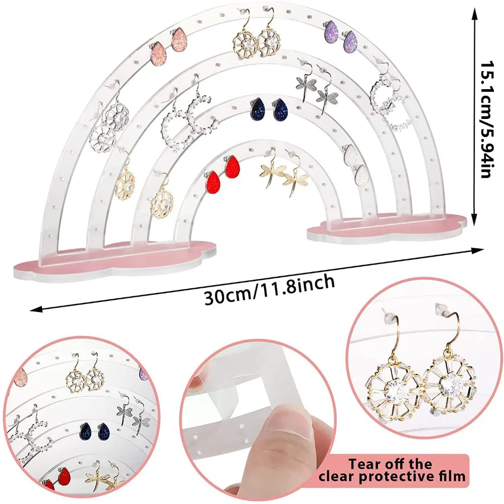 Jewelry Organizer Cloud Rainbow Earrings Stand Detachable DIY Ear Studs Display Holder Acrylic Desktop Display