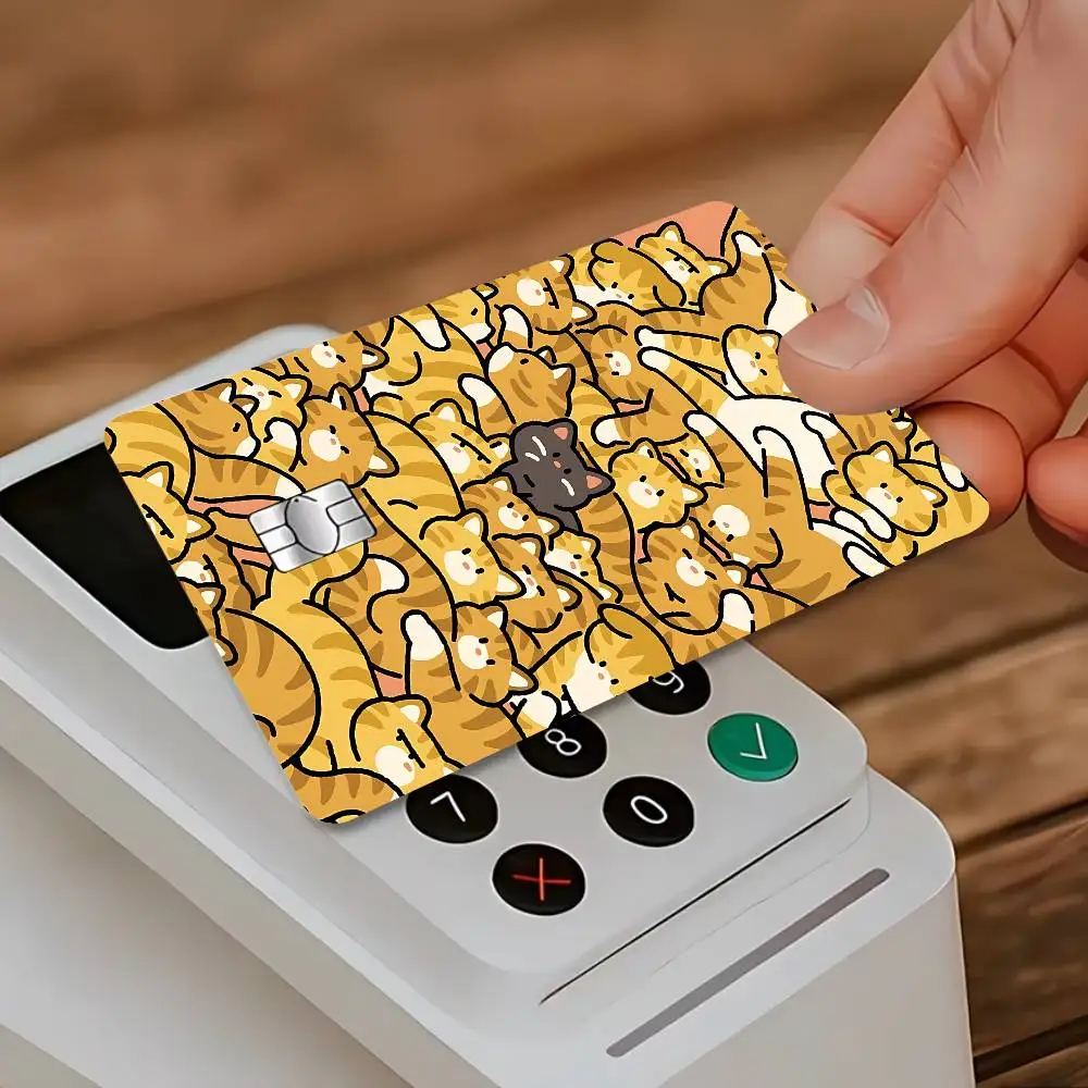 Color Abstract Cat Card Stickers Sticker Skin Film Cover For Small Chip Credit Debit Card Bus Card HT12