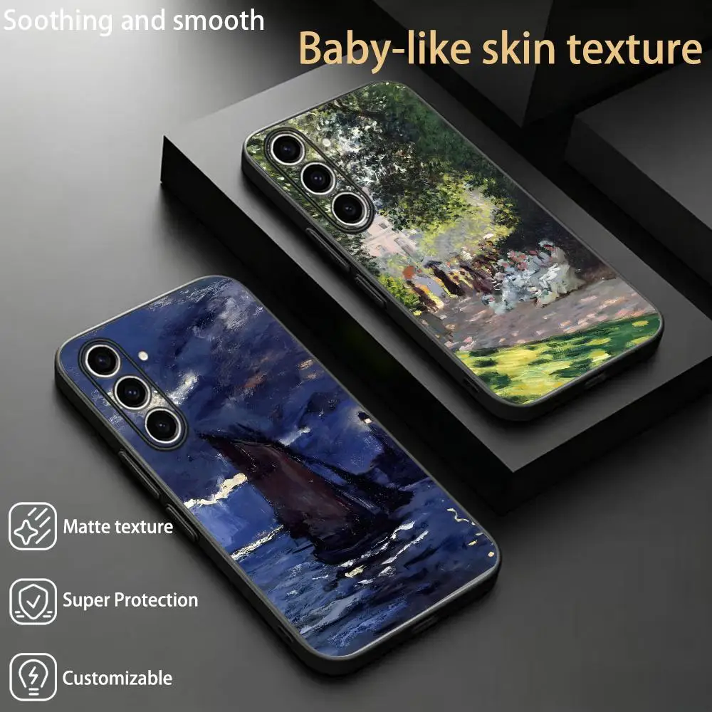 Inspiration Painting Claude Monet Artistic  Phone Case For Samsung Galaxy S26 S25 S24 S23 S22 S21 Plus Ultra Fold A Soft Black
