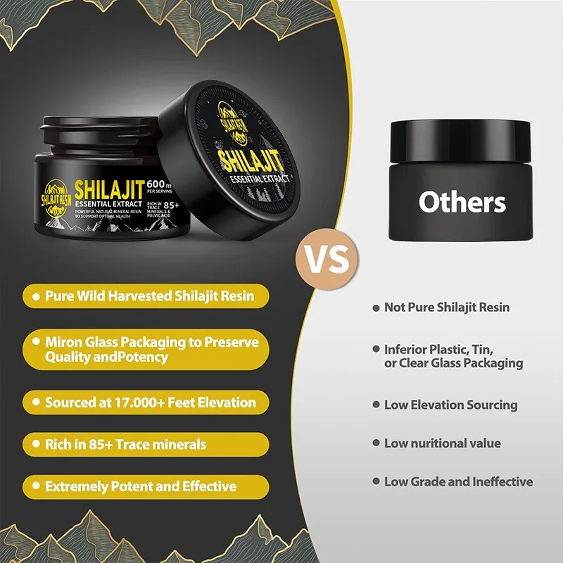 600mg Natural High Purity Himalayan Shilajit Mineral Supplements with 85+ Trace Minerals & Fulvic Acid for Man Energy Stamina