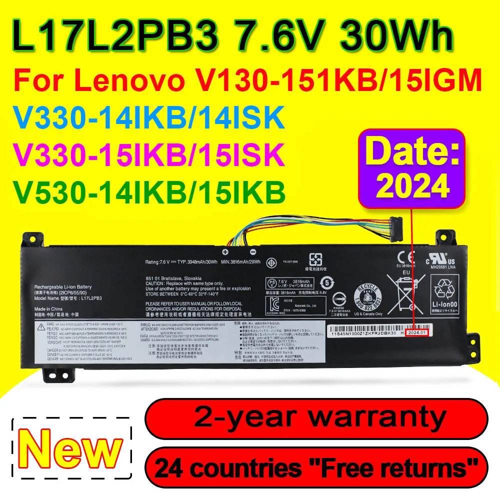 

30Wh L17L2PB3 L17M2PB3 L17C2PB3 для Lenovo IdeaPad V530/V330-15IKB 14IKB 15ISK 14ISK V130-15IKB 15IGM Series Аккумулятор для ноутбука