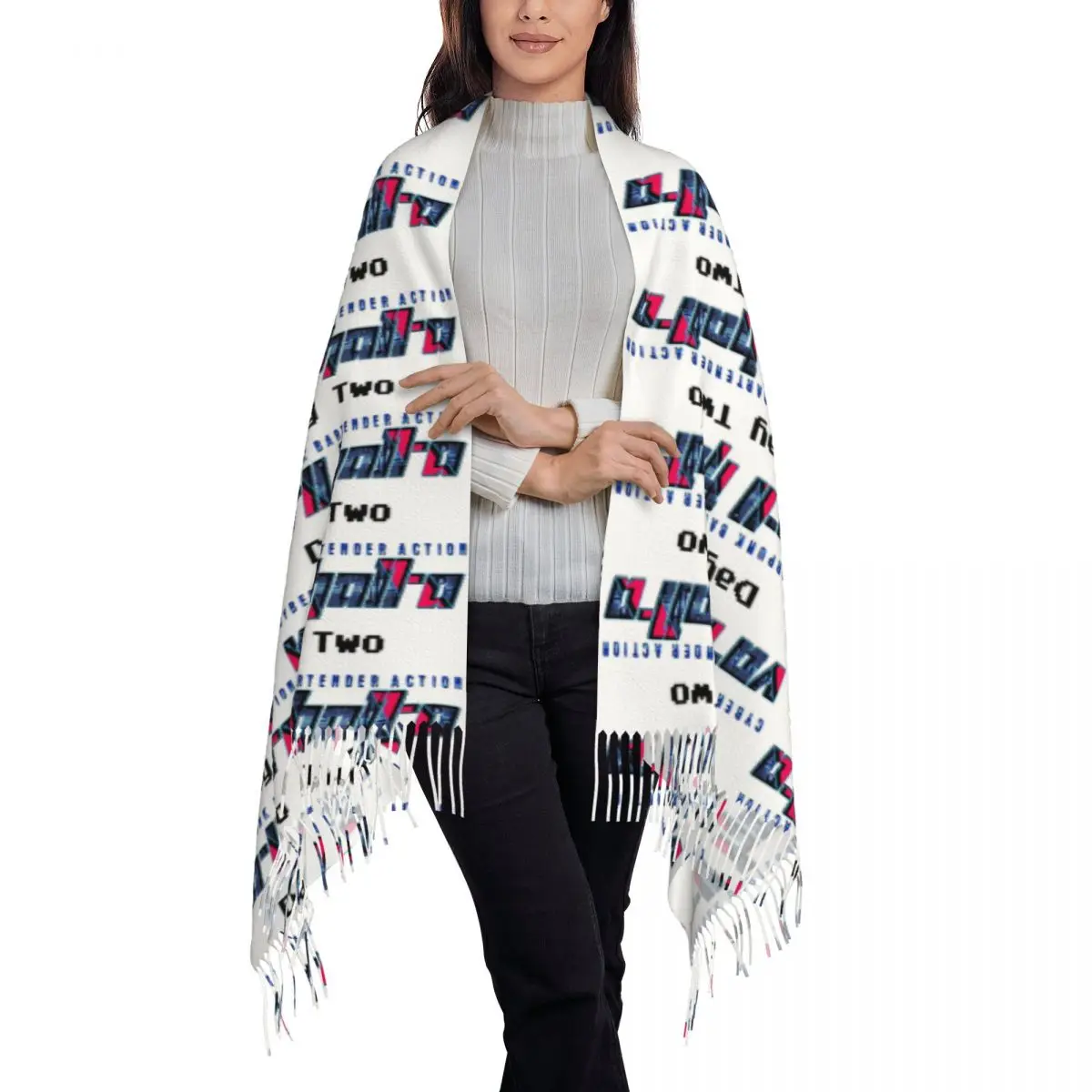 VA-11 Hall-A Logo Scarf Tassel Scarves Women Soft Warm Shawls and Wraps Long Fall Winter Shawl Wrap