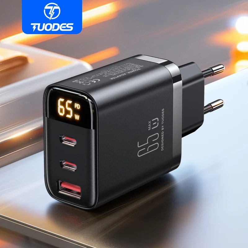 Tuodes 65w GaN Charger PPS PD USB Type C Fast Charging QC4.0 Quick Charge For iPhone 17 Macbook Air Tablet Samsung Xiaomi Laptop