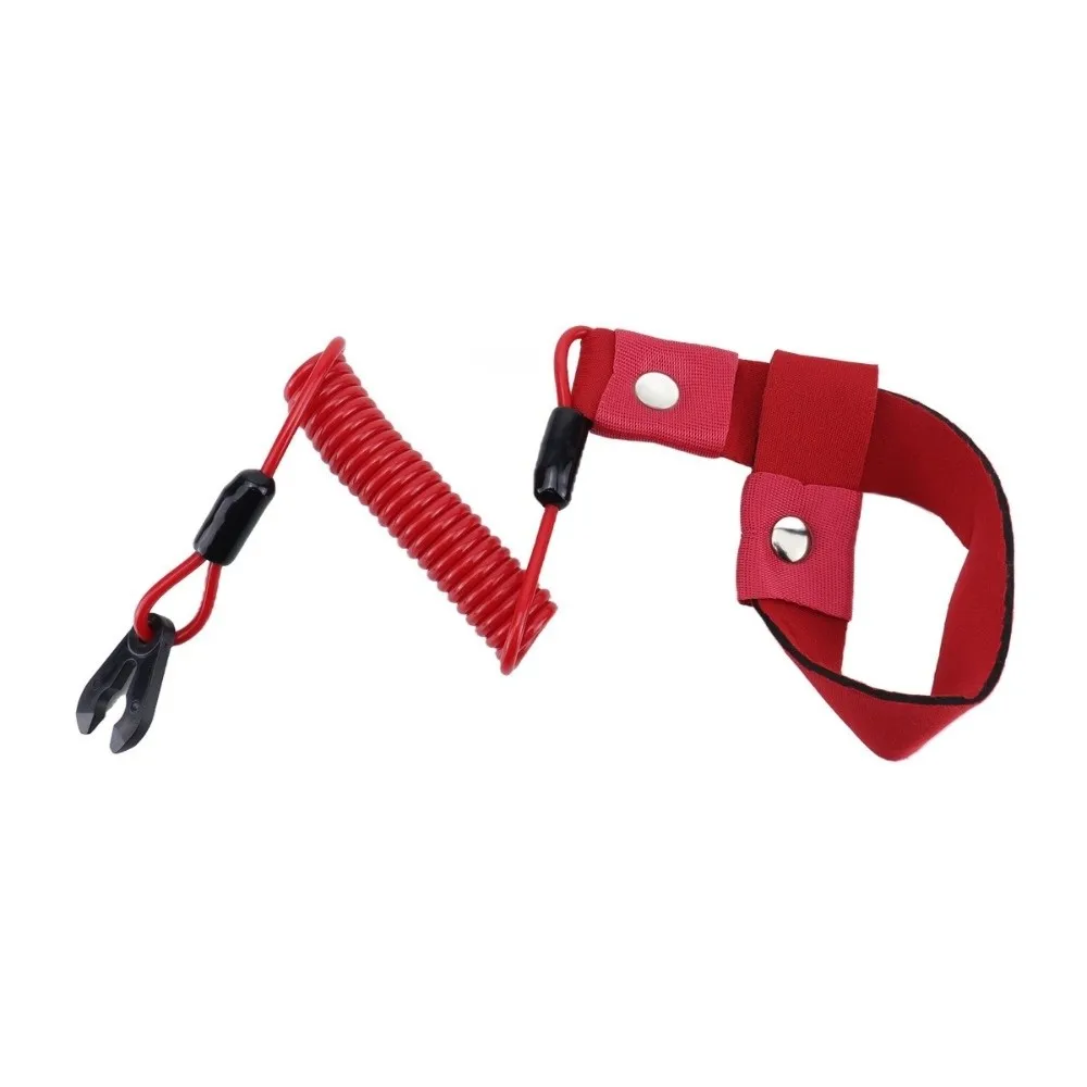 Durable Red Engine Cutoff Lanyard Woven Strap Stretch Design Start Stop Safety Lanyard Emergency Shutoff Lanyard Emergency Stop