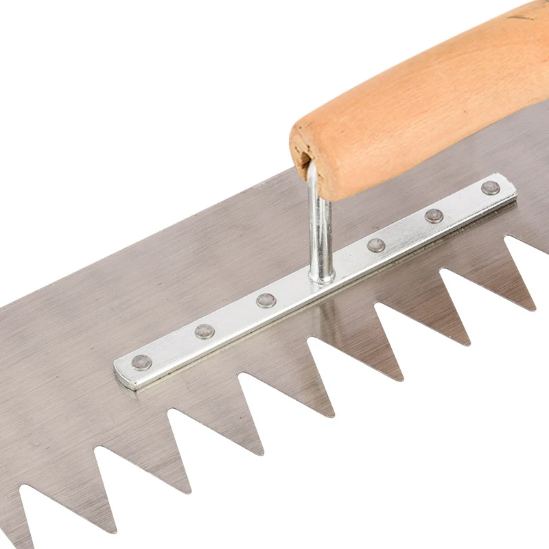 Stainless Steel Blade Wood Handle Plaster Trowel Toothed Trowel Scraper Serrated Tile Tool Construction Concrete Spatula