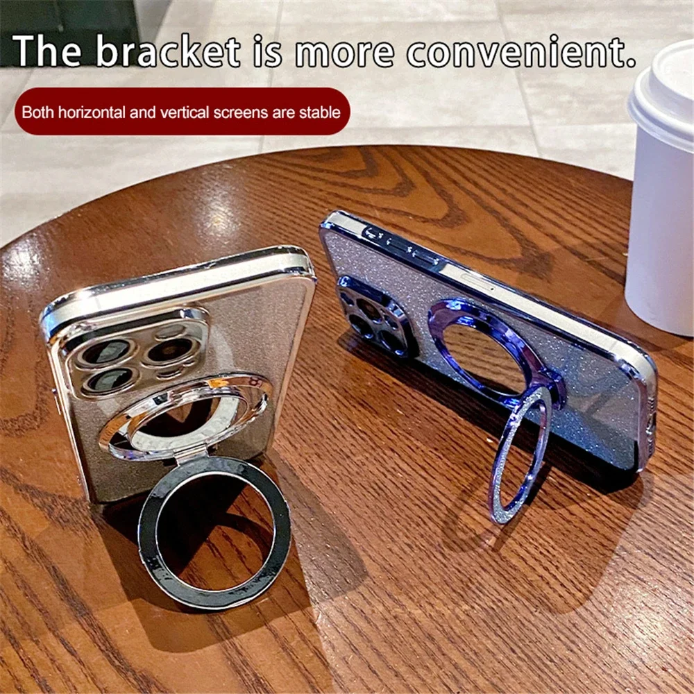 Glitter Mirror Bracket Gradient Case For Samsung A56 A26 A36 A16 A06 A55 A15 A35 A54 A24 A34 A14 A05S Soft Cover With Bracelet