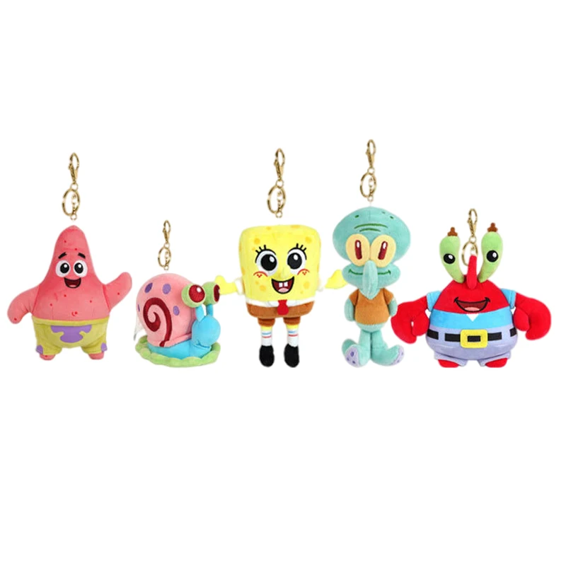 Anime Spongebob Squarepants Patrick Star Squidward Eugene H. Krabs Gary Stuffed Plush Toy Pendant Keychain Birthday Gift For Kid