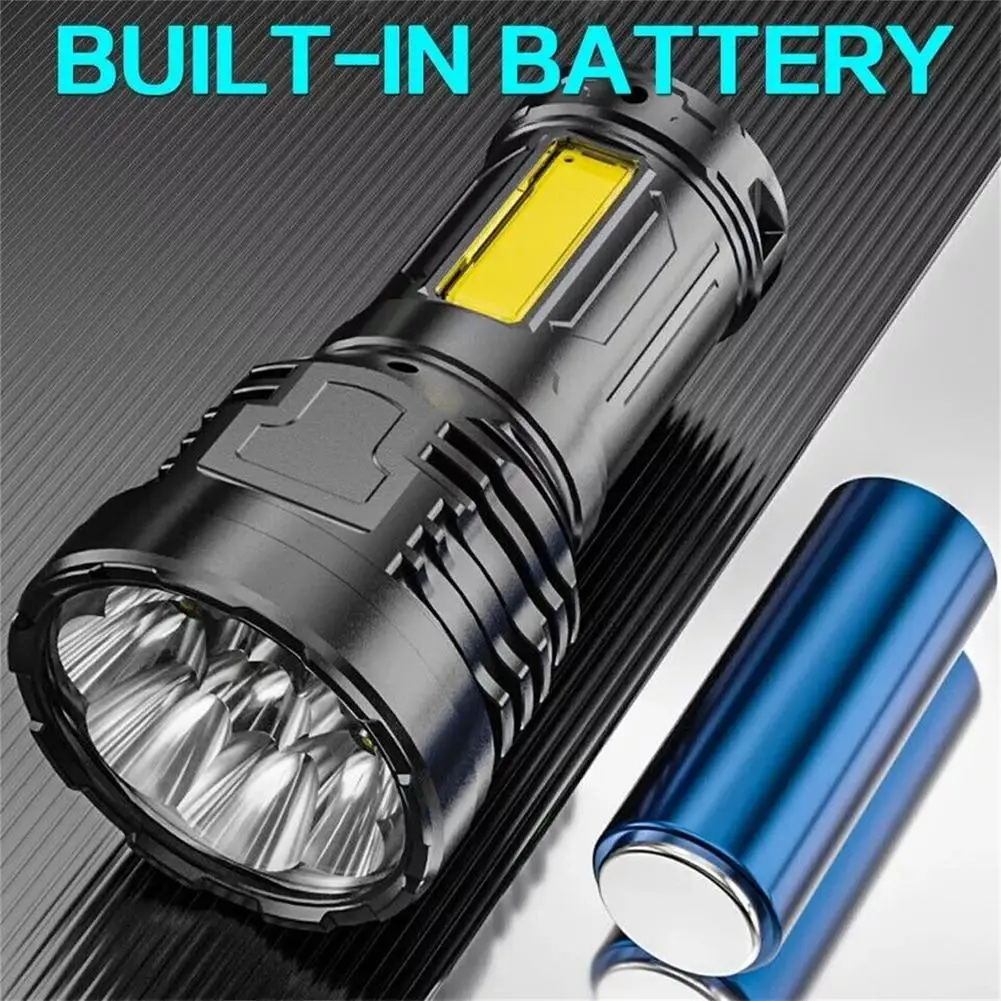 8led Flashlight 12000lm Super Bright Rechargeable Torch Tactical Lights Hand Lantern Outdoor Camping Nocturnal Emergency Tool