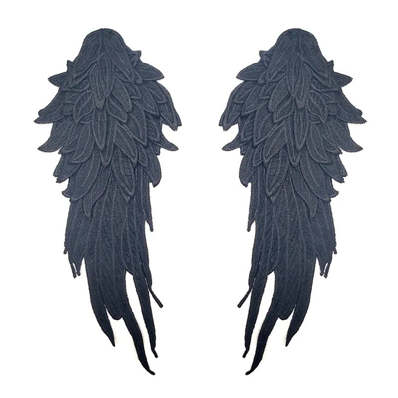 1Pair Gold Brown Embroidery Angel Wing Applique Sewing Flower Collar Patch for Wedding Party Gown Bridal Dress Clothes DIY