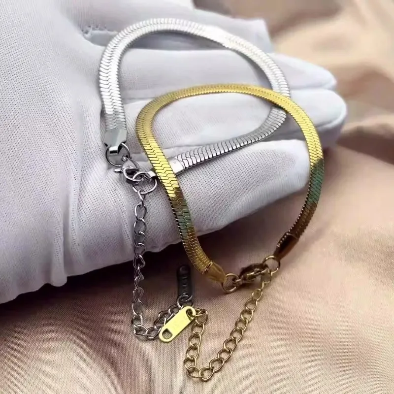 2/3/4/5MM Stainless Steel Bracelet for Women Men Gold Color Snake Chain Bangle with Extended Chain Waterproof Party Jewelry Gift