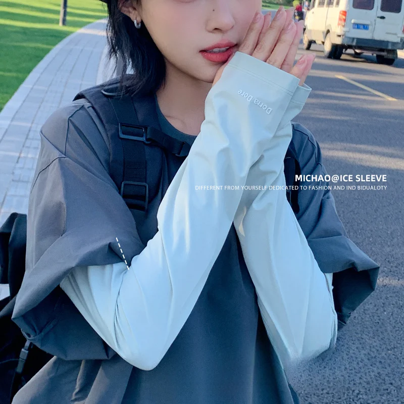 أكمام ثلجية عصرية للنساء للحماية من الشمس وأكمام فضفاضة من الحرير الصيفي وأكمام يد مقاومة للأشعة فوق البنفسجية للحماية من الشمس