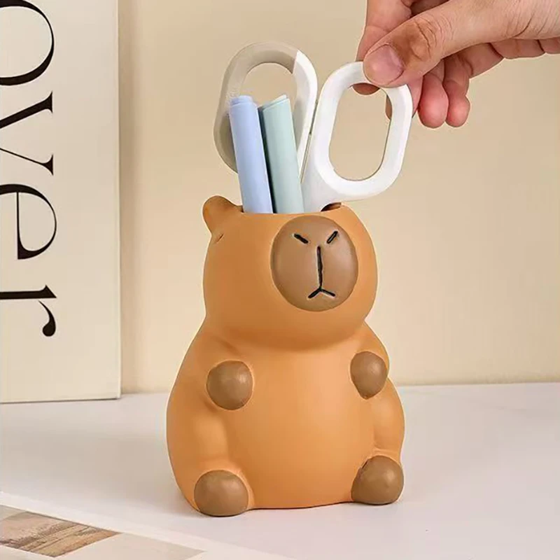 Cartoon Capybara Pen Holder Tabletop Storage Interesting Capybara Pencil Storage Box Multi-functional Cosmetic Organizer