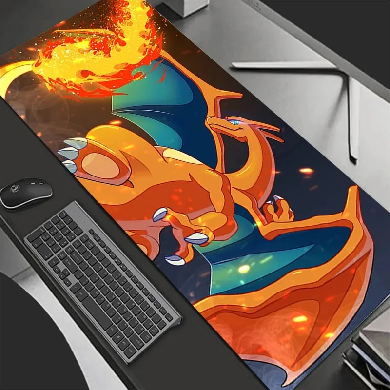 Mouse Pad Anime Gaming Accessories Large Carpet Gamer PC Computer Office Laptop Keyboard Desk Mat P-Pokemons Charizard Mausepad view 5