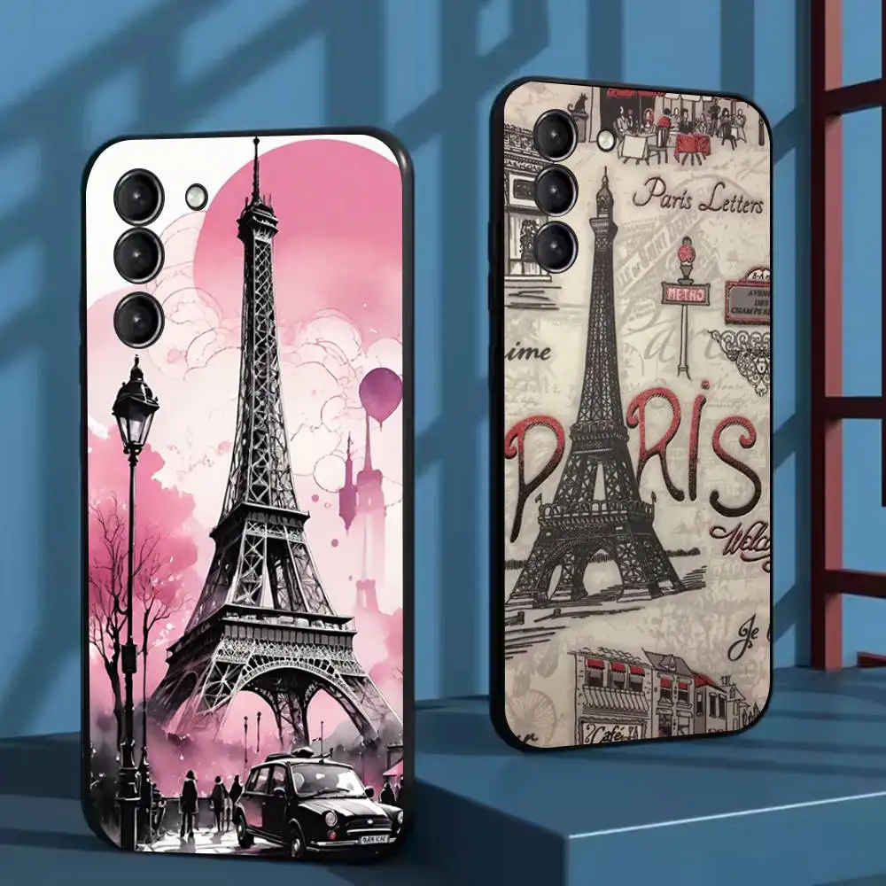 

Paris ArtS Eiffel Tower Phone Case For Samsung Galaxy A73,72,51,53,52,71,22,5G,Note,J7,8,9 Soft Black Cover