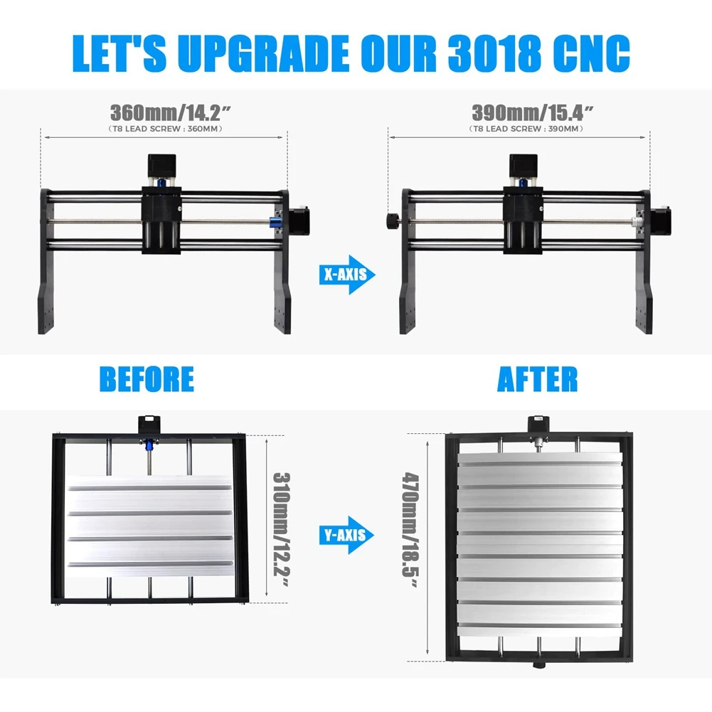 CNC 3018Pro Extension Kit Upgrade Kit 3018Pro to 3040 Compatible with 3018Pro CNC Engraving Milling Machine(A)