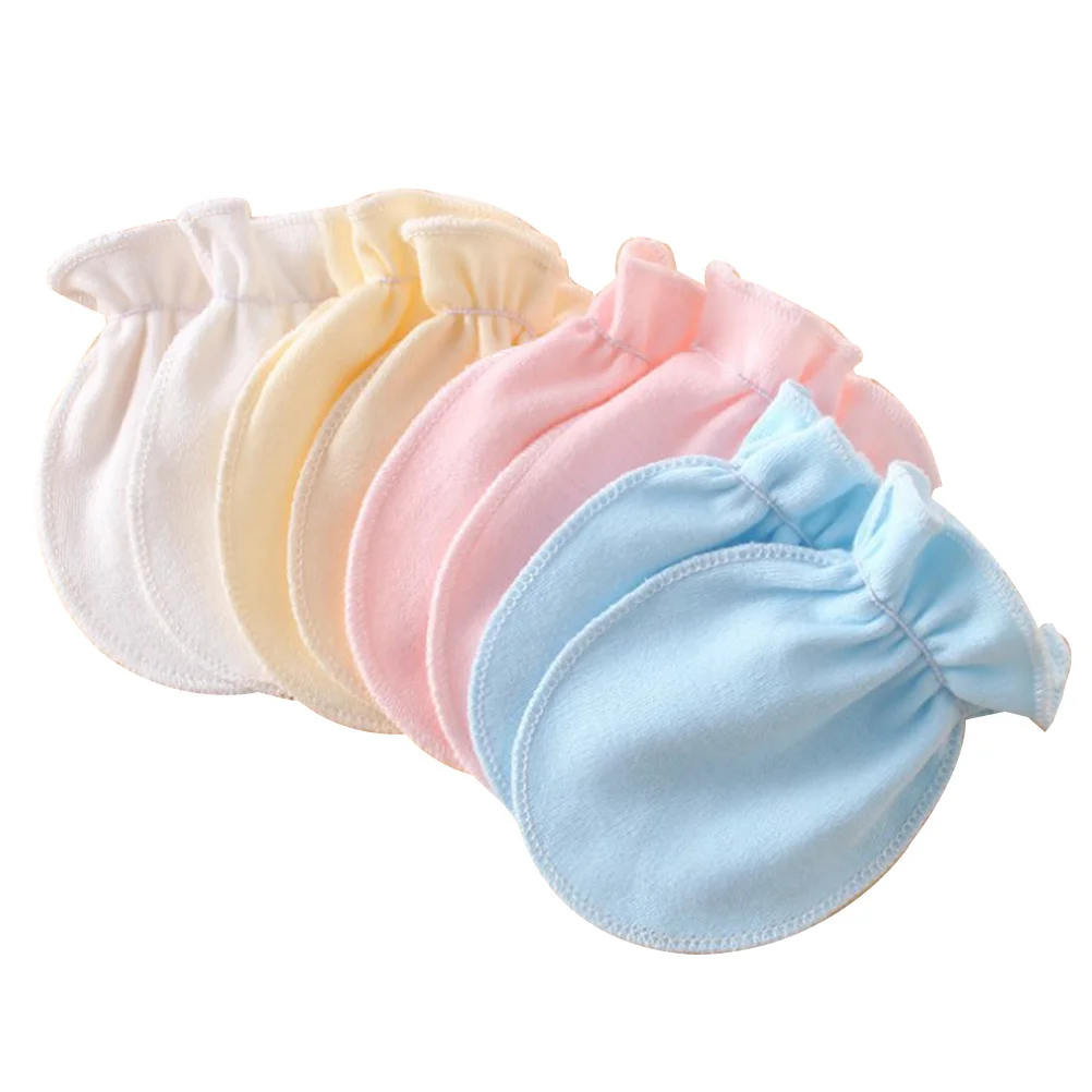 

4Pairs Baby Cotton Gloves Newborn Anti-Grasping Protection Soft Breathable Warm Anti Scratching Gloves for Winter