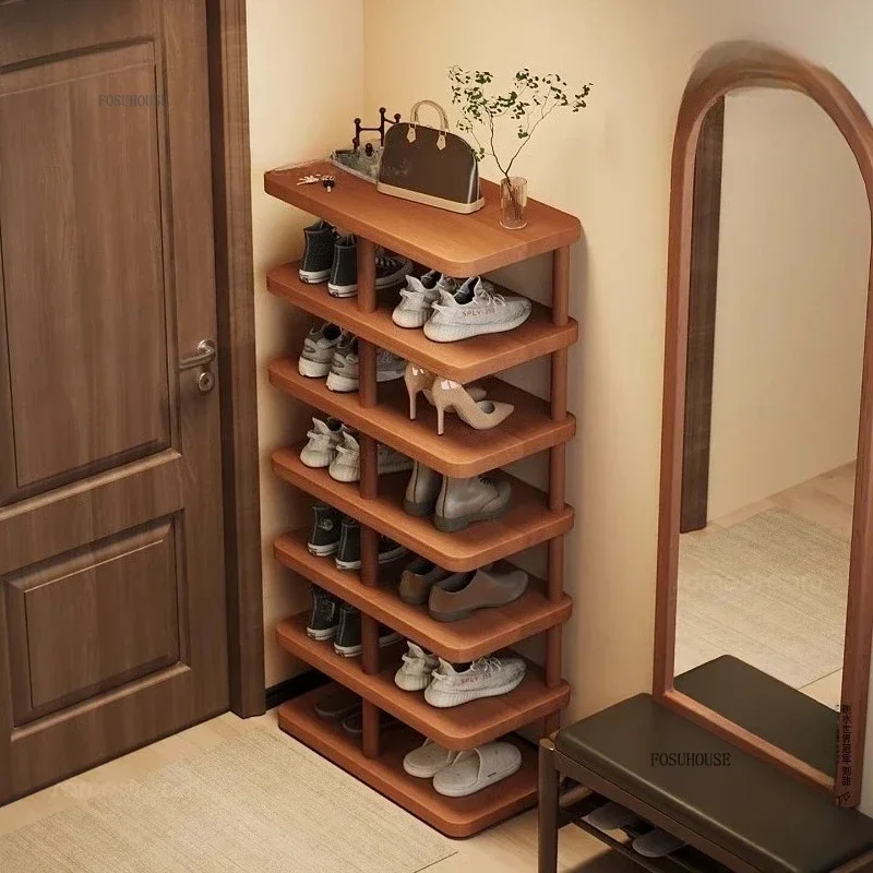 Nordic Wooden Durable Simple Hallway Shoe Racks Indoor Space-saving Shoe Storage Racks Multi-layer Shoe Racks for Home Storage