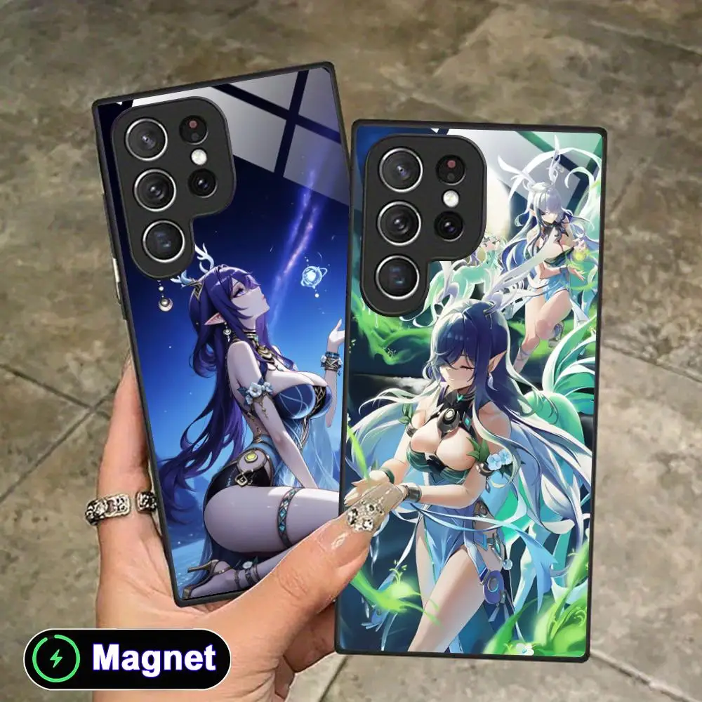 Game GI Lauma Phone Case for Samsung Galaxy S26 S25 S24 S23 S22 S21 S20 Note20 Plus FE Ultra Glass Magnet Cover