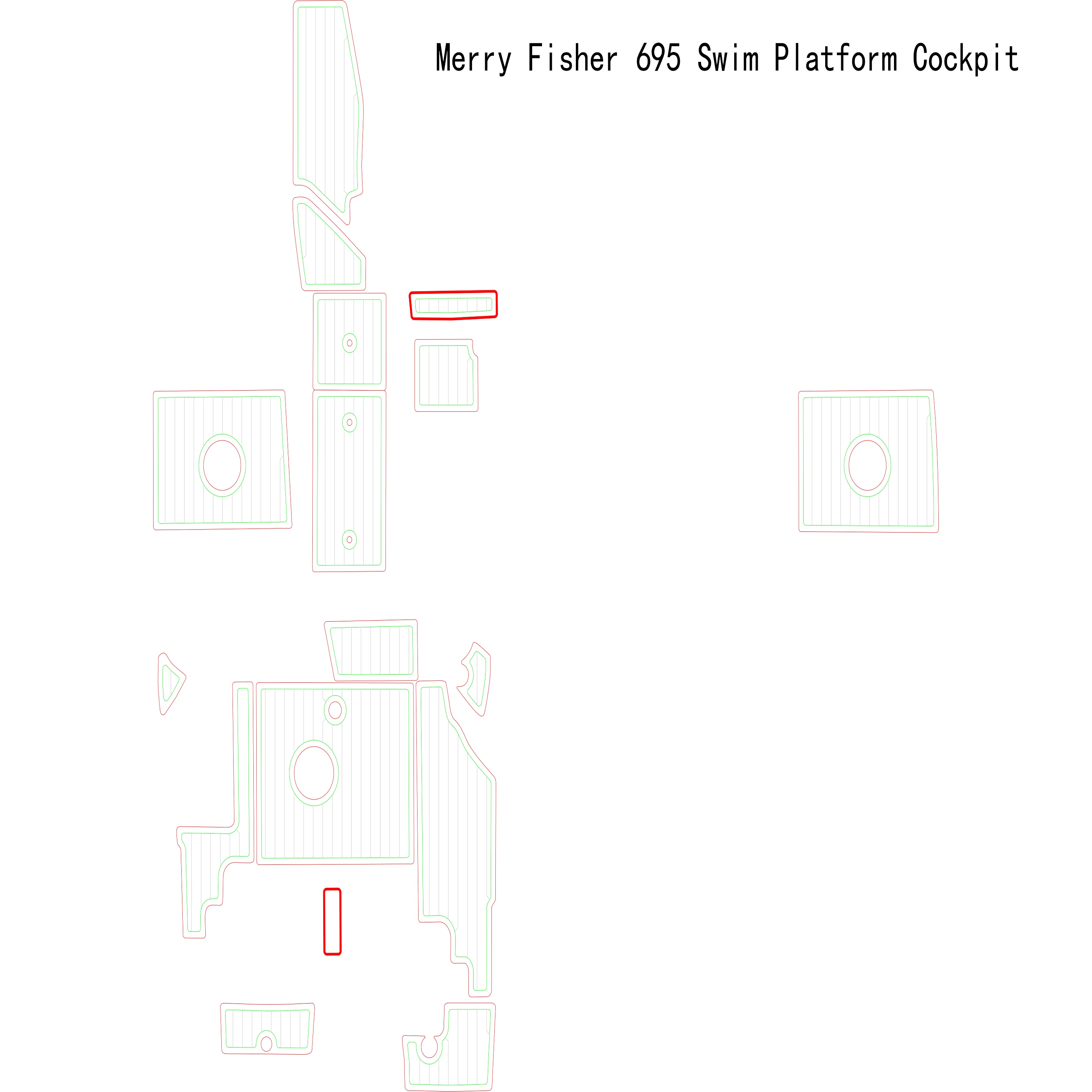 Merry Fisher 695 Swim Platform Cockpit Boat EVA Faux Teak Deck Floor Pad