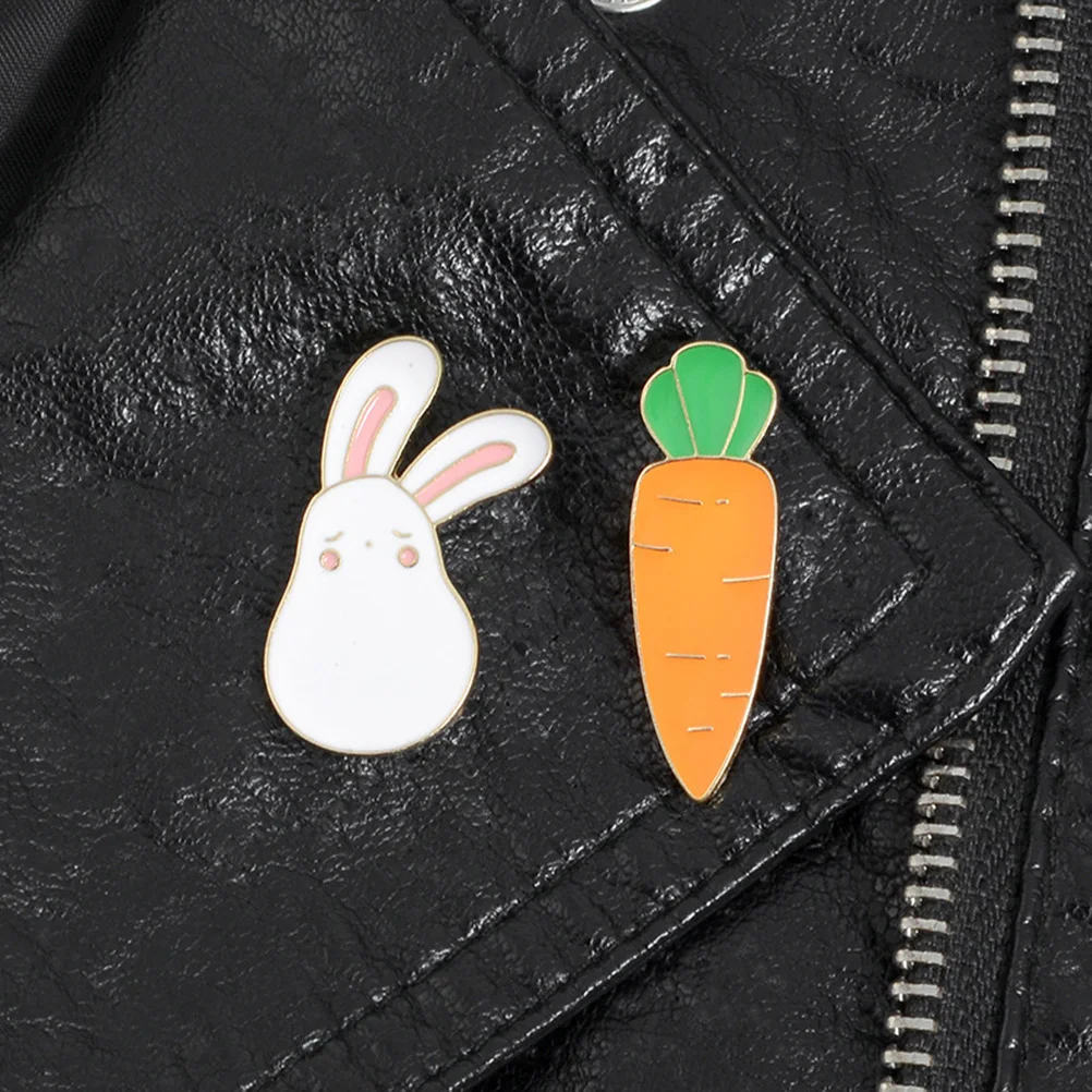 

6 Pcs Rabbit Brooches Carrot Breastpin Cartoon Pins Gifts for Women Girls Children Easter Accessories Lightweight Durable