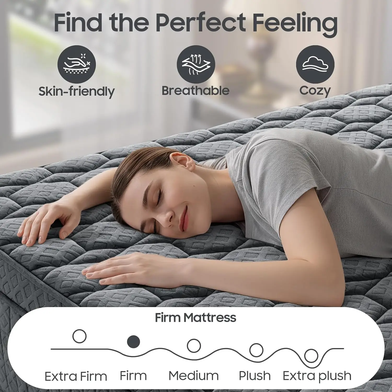 14 inch Firm Mattress Queen, Hybrid Mattress with Back and Lumbar Hip Support, Fiberglass Free, 365 Nights Trial,, Customized image 4