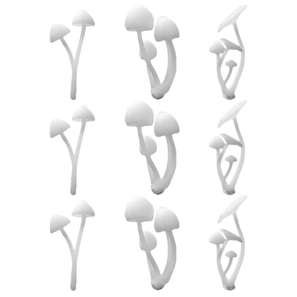 

9 Pcs Mushrooms Mini Ornaments Accessories Statue Small Tiny Plastic Figurines Fairy