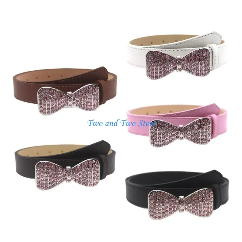 HX6F الكبار بريق Bowknot مشبك حزام خصر قابل للتعديل دبوس مشبك حزام خصر Harajuku حجر الراين حزام خصر لملهى ليلي #4