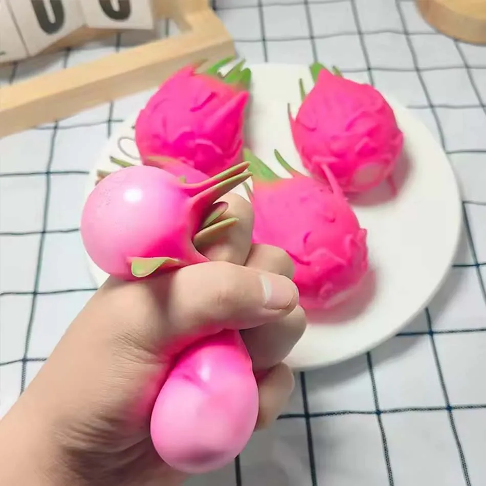 Funny Decompression Vent Dragon Fruit Squeeze Ball Gift Squishy Squeeze Stress Reliever Fidget Sensory Toy Simulation Fruit Food