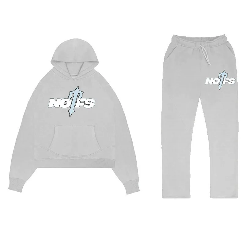 Y2K Casual Solid Couple\'s Hooded Sweatshirt And Loose Sweatpants 2 Piece Male Autumn Jogging Sweatshirt Trousers Outfits Suits