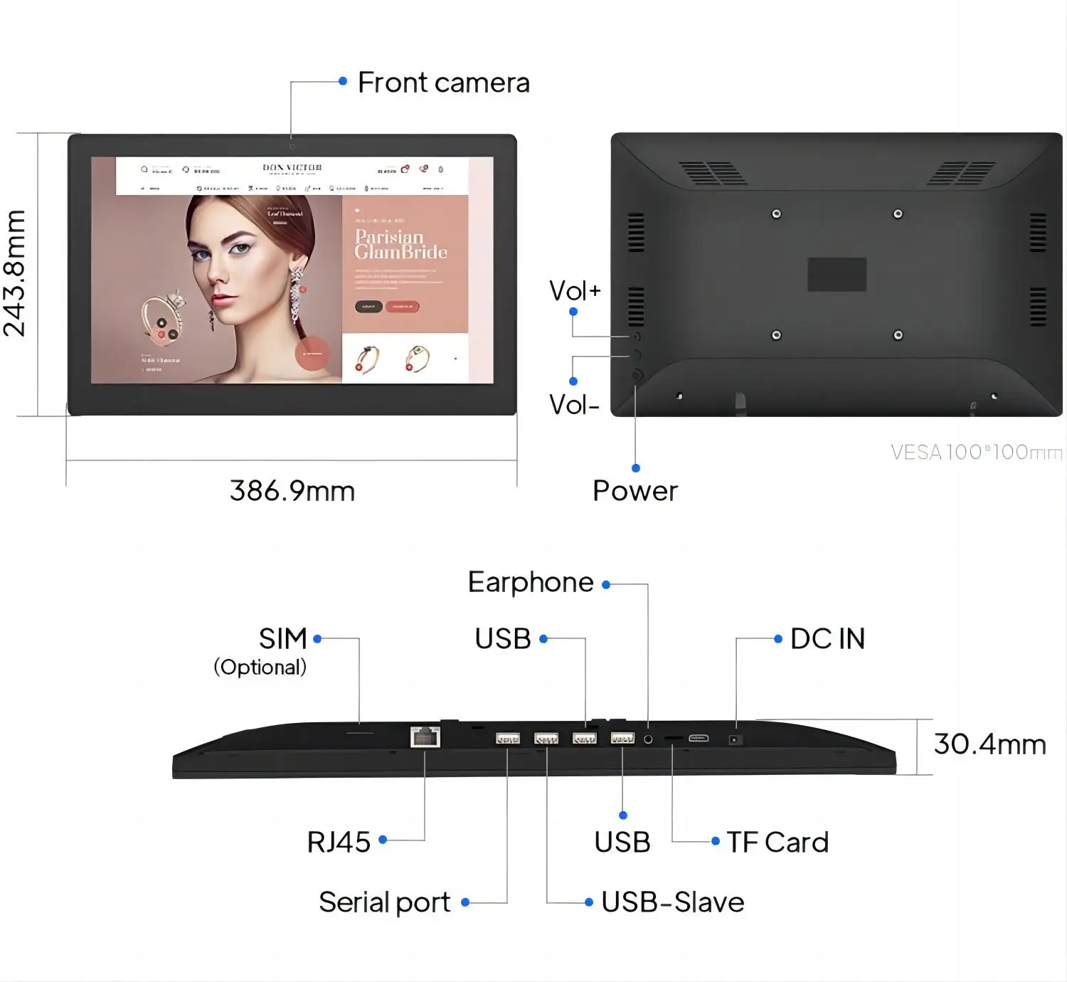 Imagem -04 - Montagem na Parede Android Kds Monitor Multi Media Player Smart Home Monitor Poe Display Vesa 10 Pontos Touch Screen 156