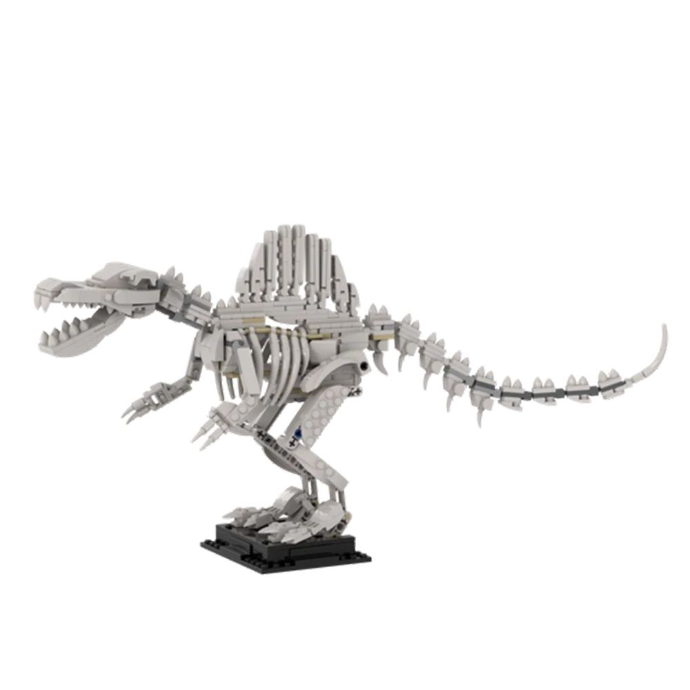 MOC Spinosaurus Skeleton Dinosaur Bricks Dinosaur Fossil Skeleton Model Building Block Kids Education Toy Birthday Gift