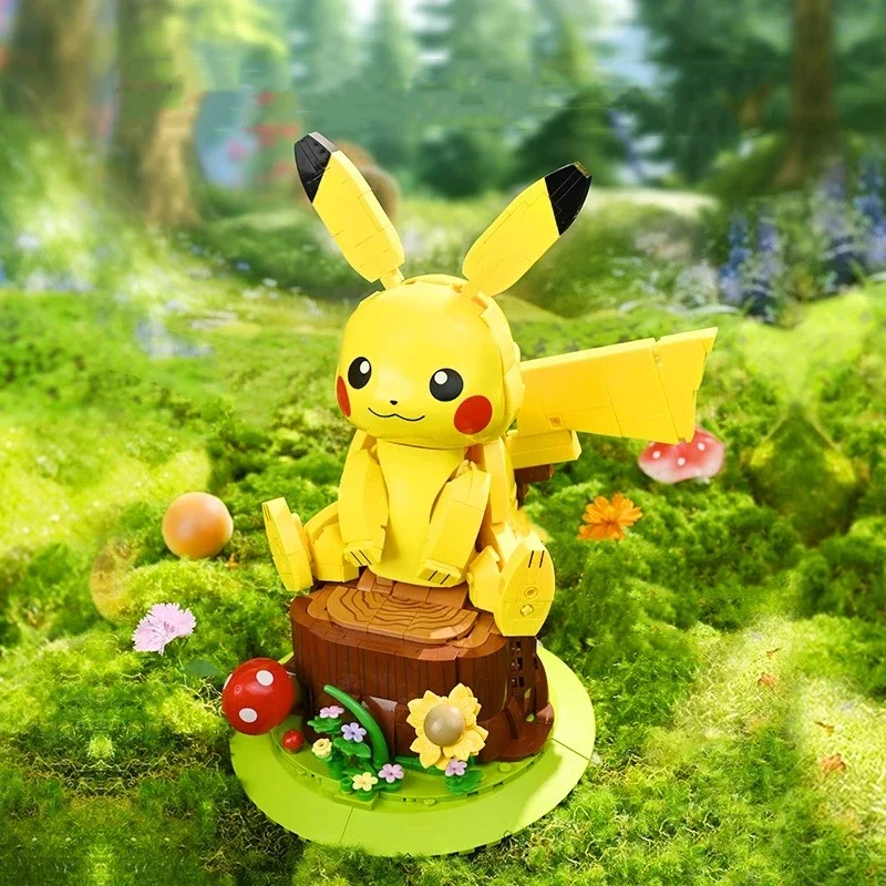 Keeppley Pokémon blocos de construção tamanho grande Pikachu montado modelo ornamentos animação coleção periférica brinquedos feitos à mão