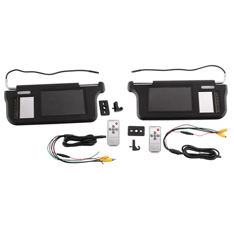 

AU05 -1Set 7Inch Black Car Sun Visor Rear View Mirror Screen LCD Monitor 2 Channel Video