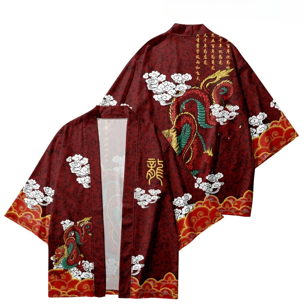 كيمونو قصير للرجال كيمونو الطفل سترة أنيقة اليابانية موضة أنيمي تأثيري عباءة هاوري الساموراي كيمونو رداء شعبي