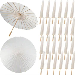 10/20/30PCS White Parasol Umbrellas 80CM/60CM Chinese Paper Umbrella White Wedding Parasols for Bridal Photo Prop
