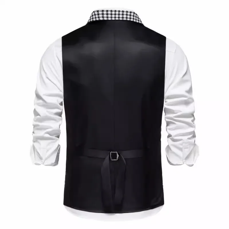 Double Breasted Mens Plaid Vest Classi Waistcoat for Groomsmen Wedding Business Colete Casual Masculino Men Seampunk Suit Vest