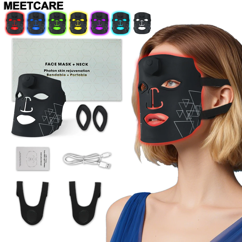 

7 Colors LED Face Mask Electric Soft Silicone Facical Mask Massage Skin Repair Rejuvenation Treat Redness Oil Control Anti Acne