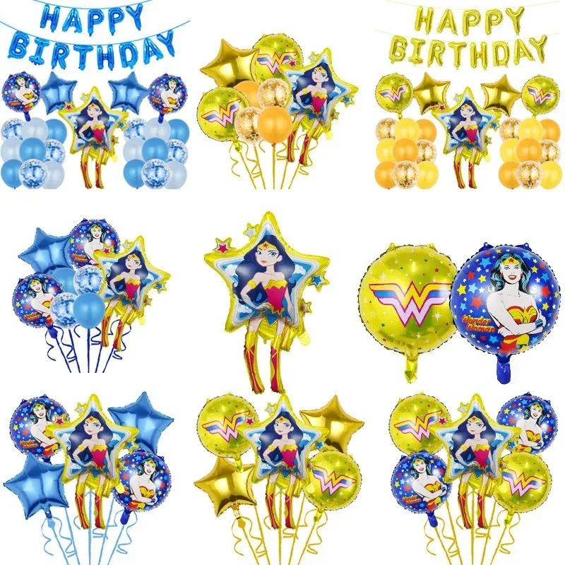 Cartoon style Wonder Woman children's birthday toy party decoration balloon set