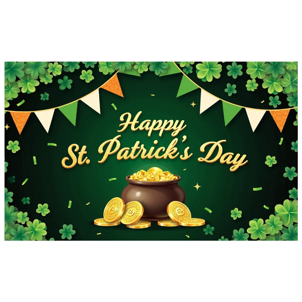 180x110 St. Patrick'S Day Themed Banner Photography Background Party Celebration Decoration Attractive Banner for Event Display