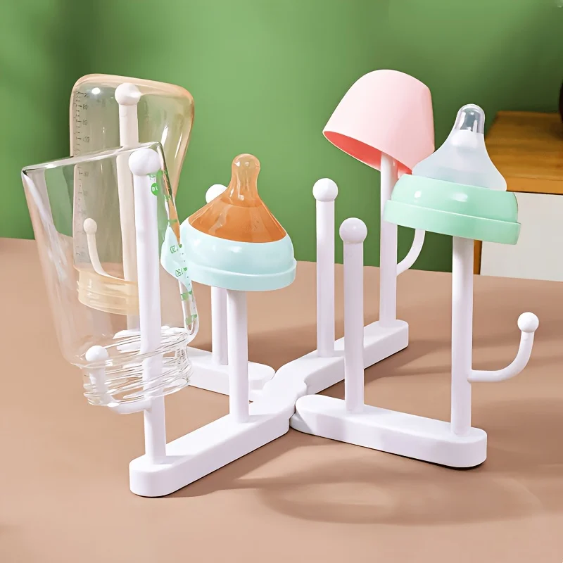 Portable Foldable Small Bottle Drying Rack for Baby Bottles, Water-Draining Stand, Hanging Bottle Dryer