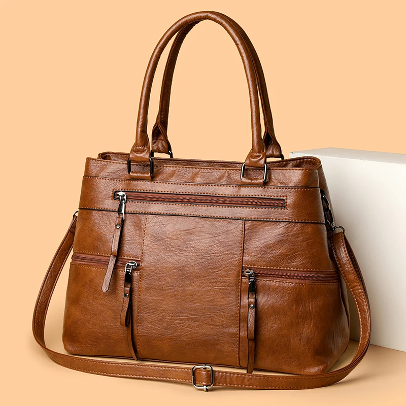 

Genuine Brand Soft Leather Top-handle Bags Female Handbags Women Shoulder Crossbody Totes Messanger Bag Large Capacity Big Sac