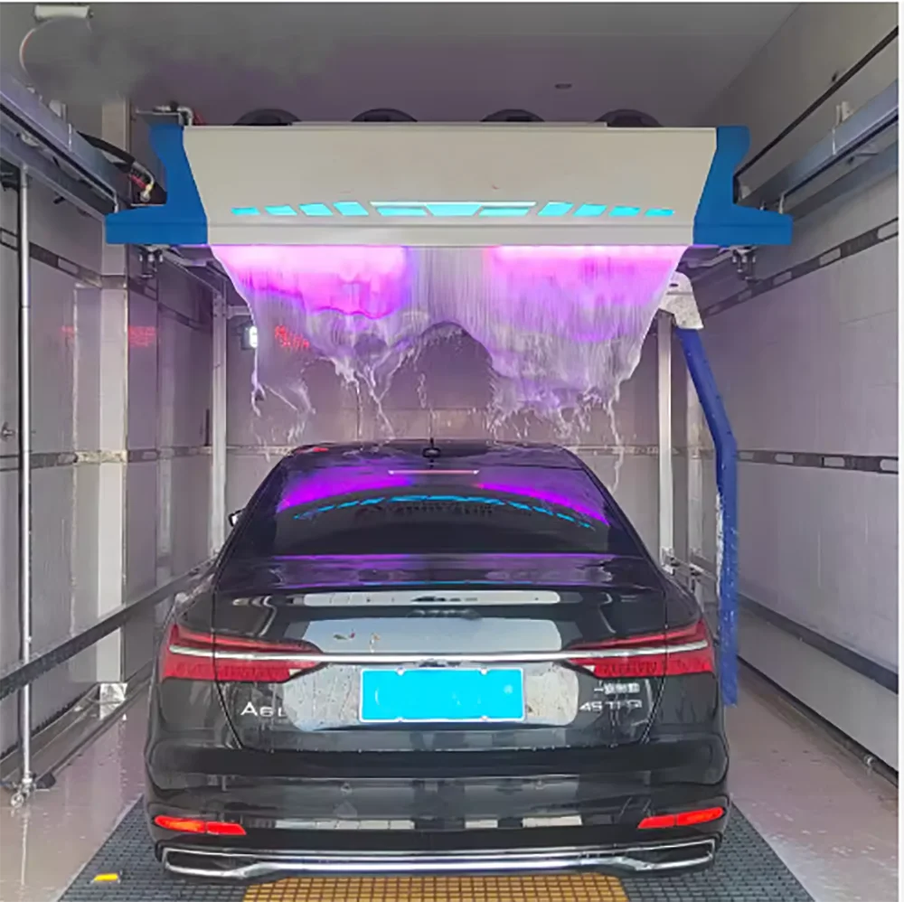 Tunnel Car Wash System with Wrap Around Brushes and High Velocity Air Dryer for Fleet Operations