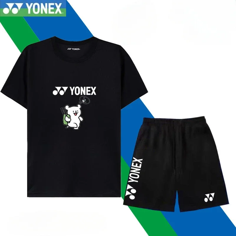 YONEX 2024 New Badminton Jersey Men's and Women's Competition Training Breathable Short-sleeved Sweat-absorbing Set