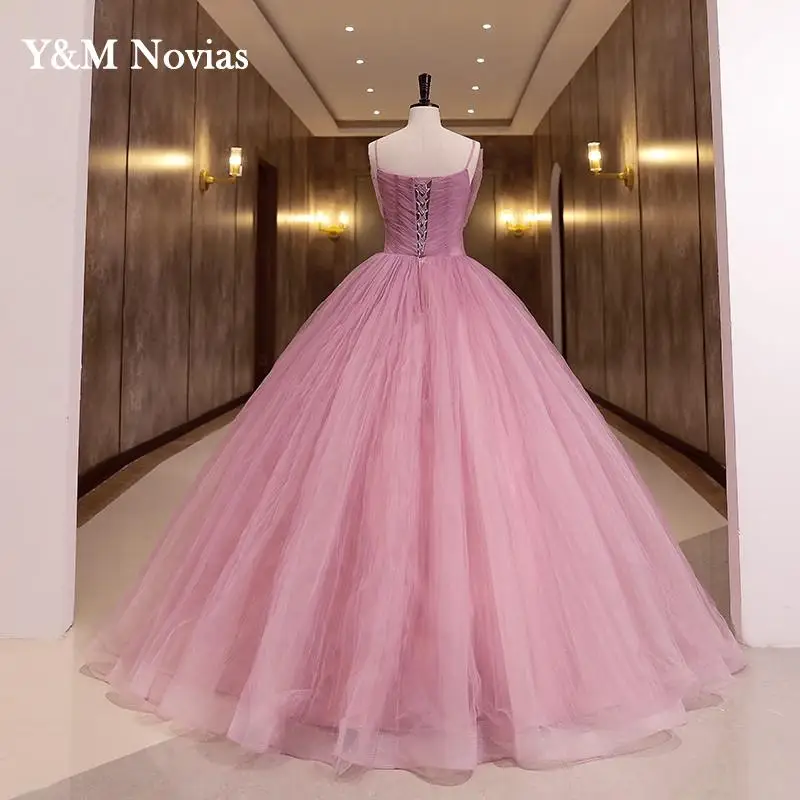 Y & M Novias Quinceanera Jurk Lange Mouw Nieuwe Party Jurk Zoete O Hals Baljurk Elegante Bloemenprint Vestidos gown Real Photo