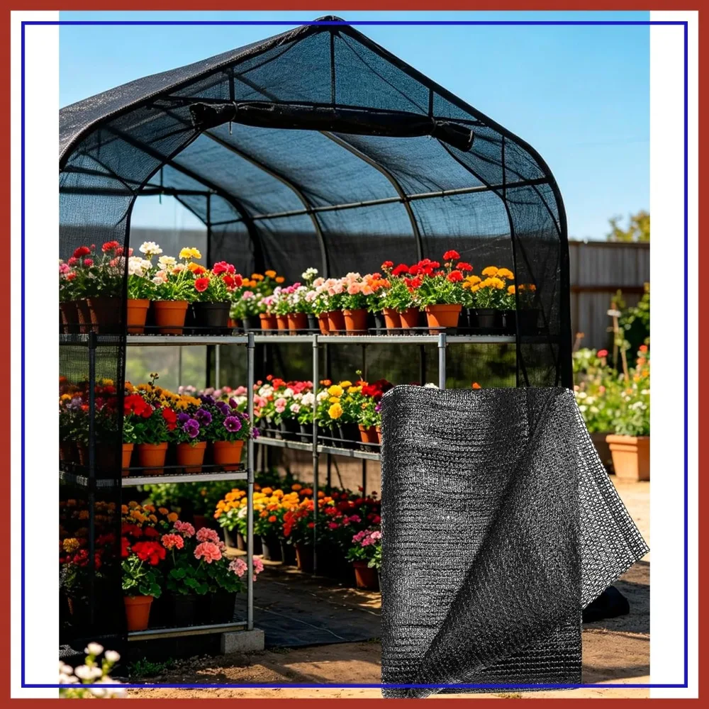

40%-50% Sun Block Mesh Net, 10FT x 100FT Breathable Black Screen for Garden Greenhouse Patio