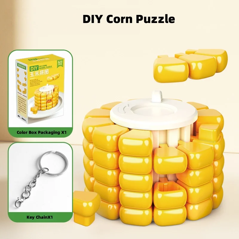 Mini key pendant AB Corn Magic Cube Decompression Brain Burning Magic Cube Versatile Fidget Type Tetris Puzzle Toy