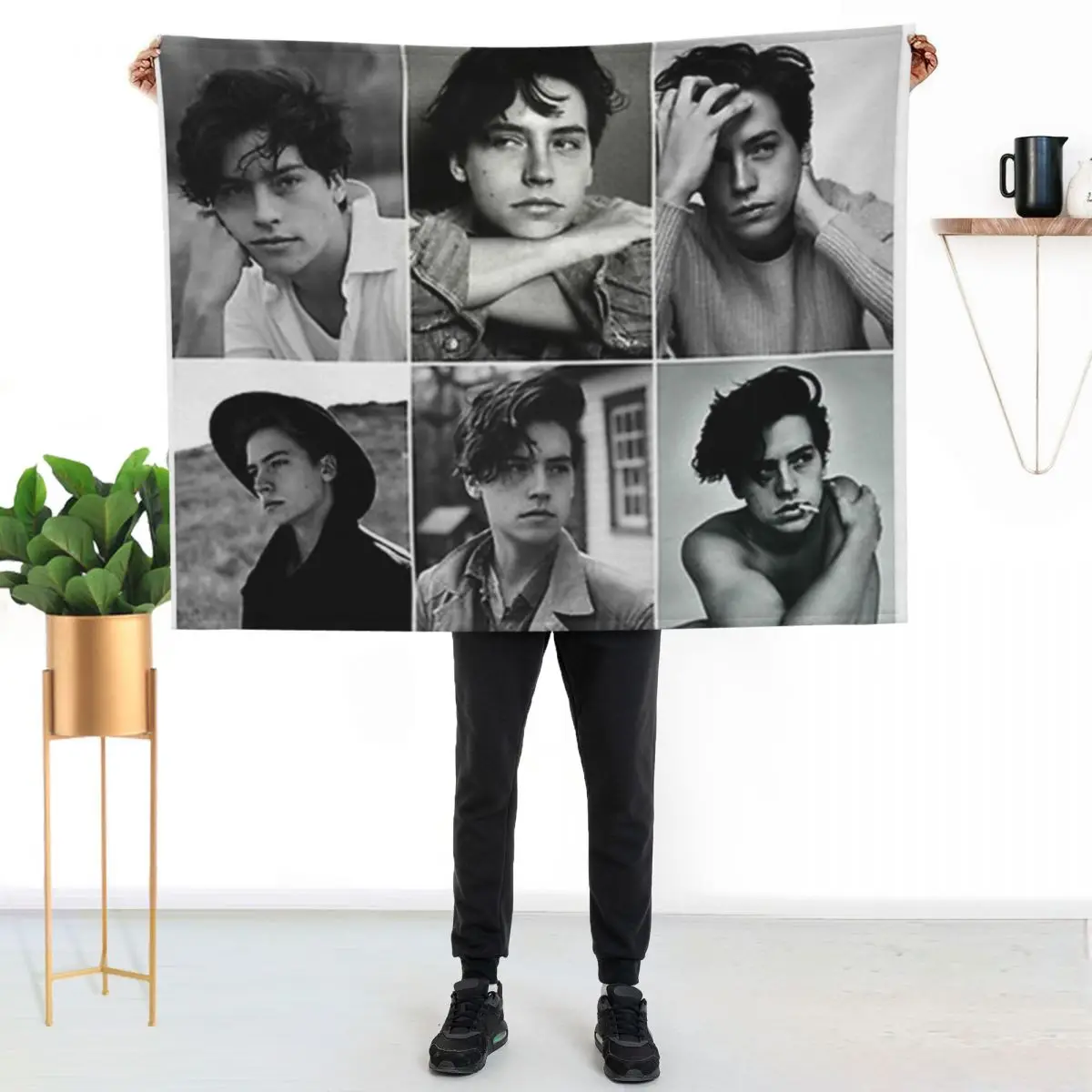 

cole sprouse black and white poster Throw Blanket Stylish Couch Blanket for Home Living Room