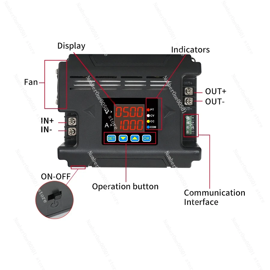 DPM8624 60V 24A Programmable DC Power Supply Adjustable Step Down Voltage Buck Converter 485 Wireless Communication